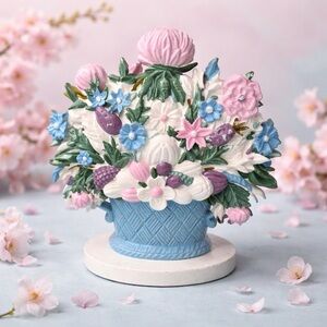 VINTAGE FOLK ART STYLE  HANDPAINTED BOUQUET OF FLOWERS DOORSTOP